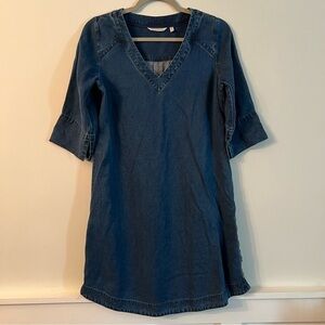 Women’s Soft Surroundings dark blue chambray button detail dress size PXS